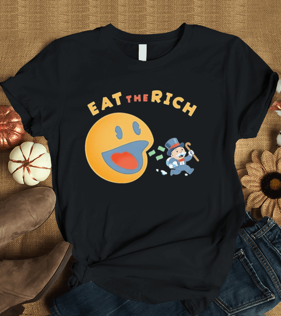 Eat The Rich Monopoly Man Pac Man Capitalism T-Shirt