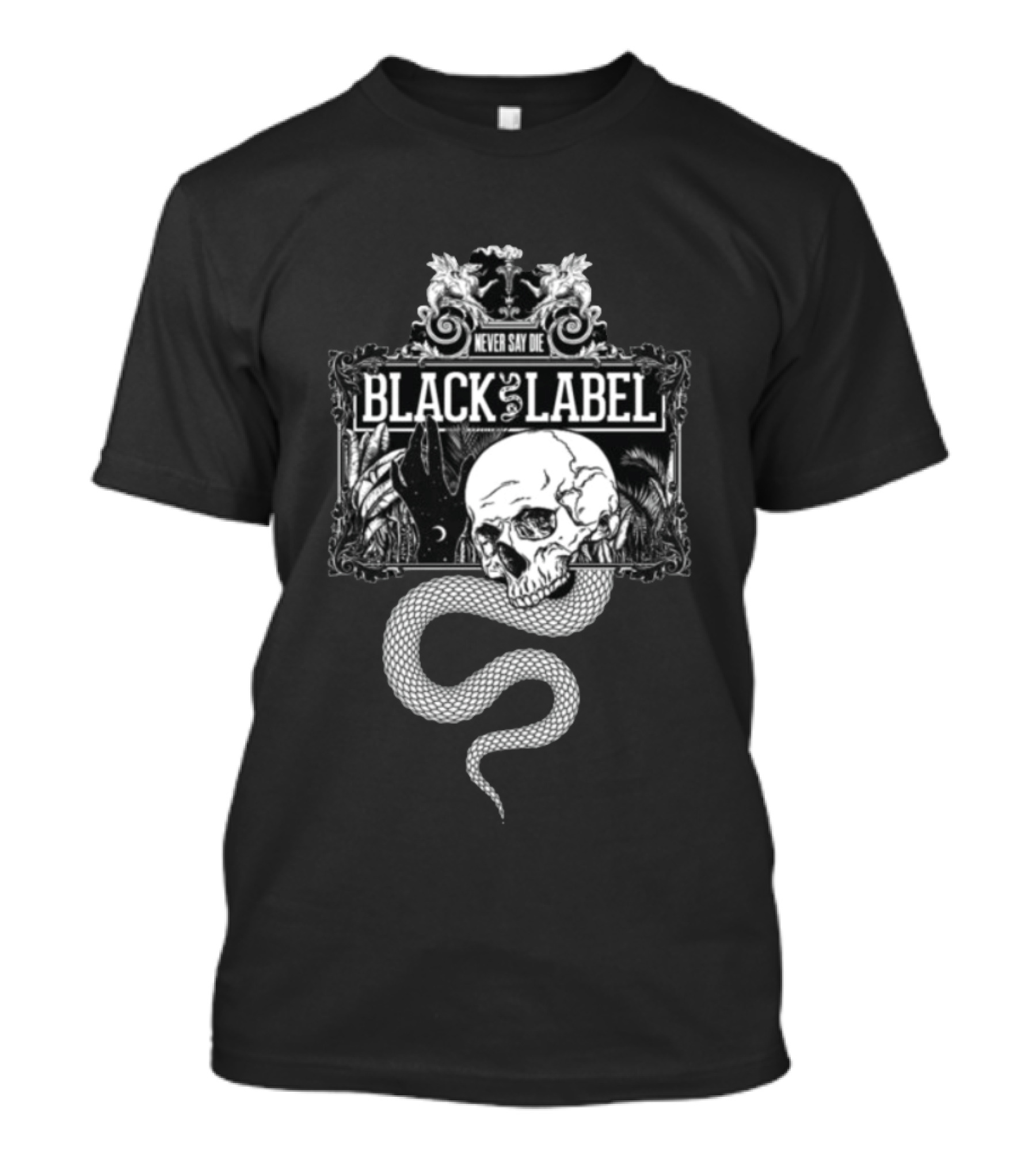 Never Say Die Black Label Skull Snake Art Kt8 Store Black Magic T-Shirt