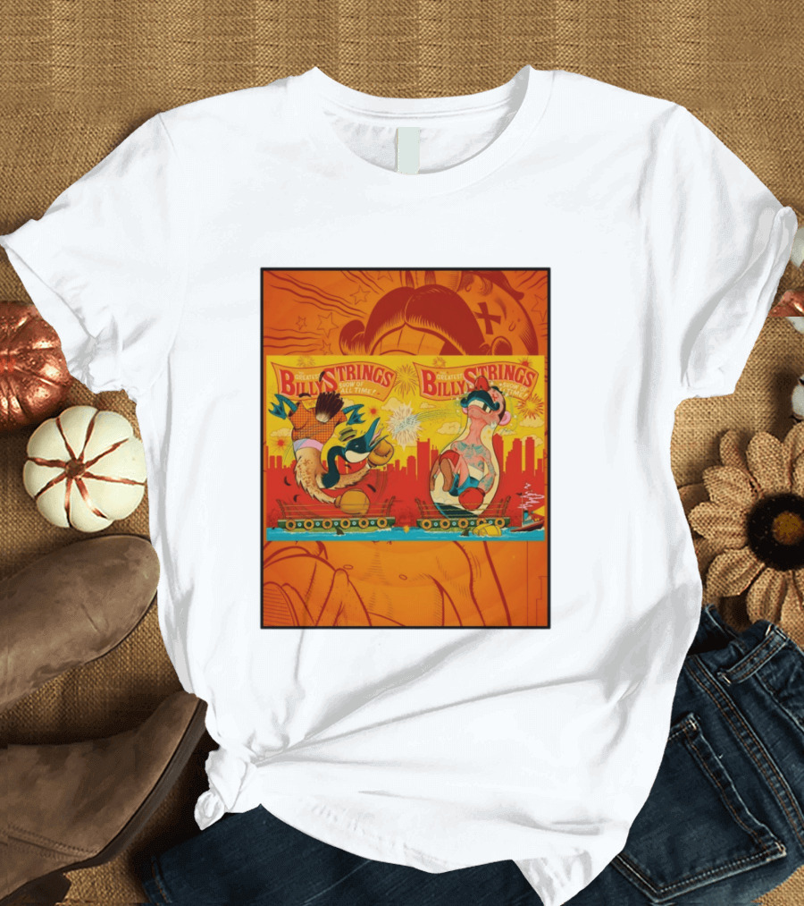 Billy Strings Greatest Show Of All Time Boxing Panels Playful Cartoon T-Shirt