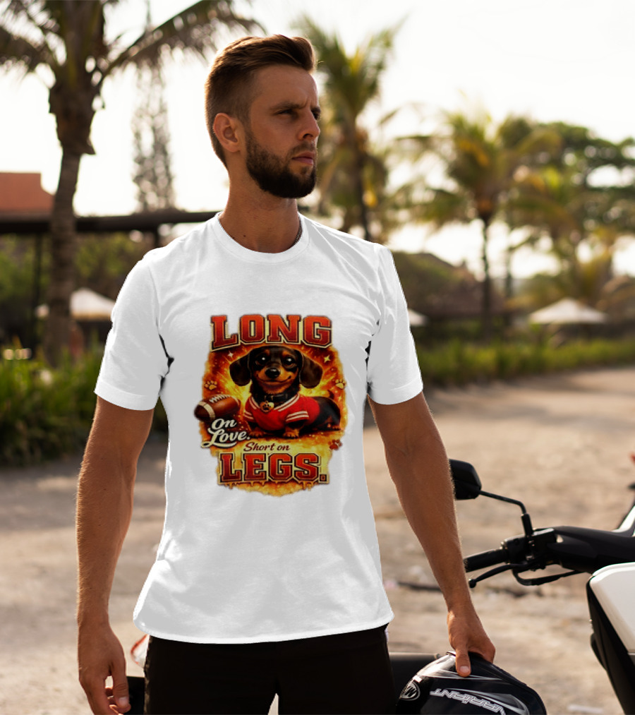 Dachshund Long On Love Short On Legs Football T-Shirt