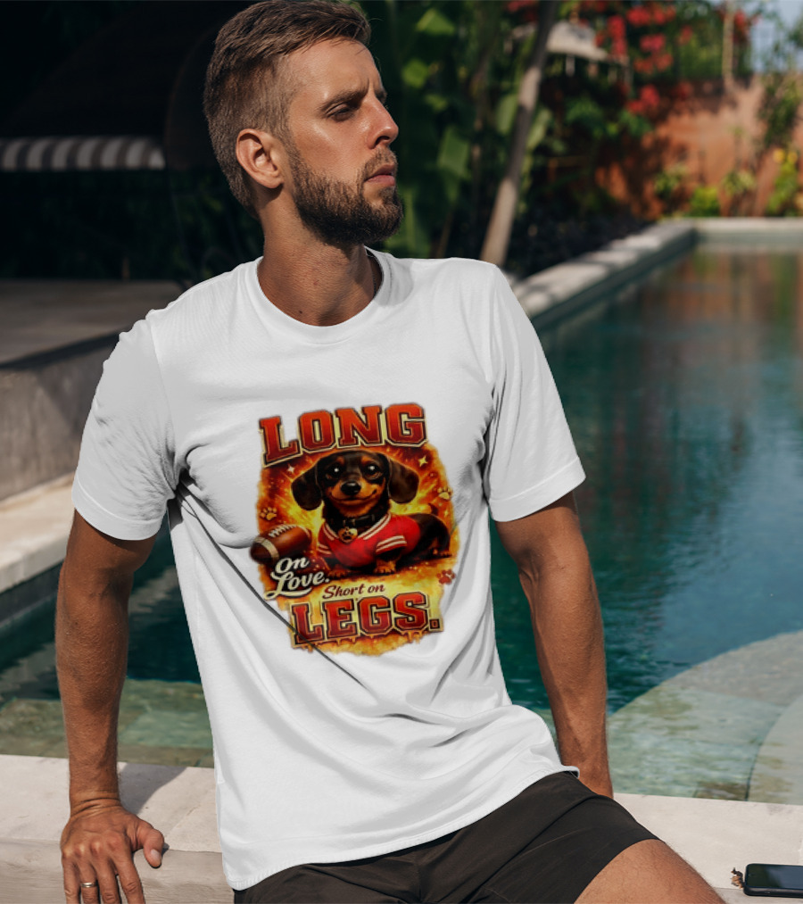 Dachshund Long On Love Short On Legs Football T-Shirt