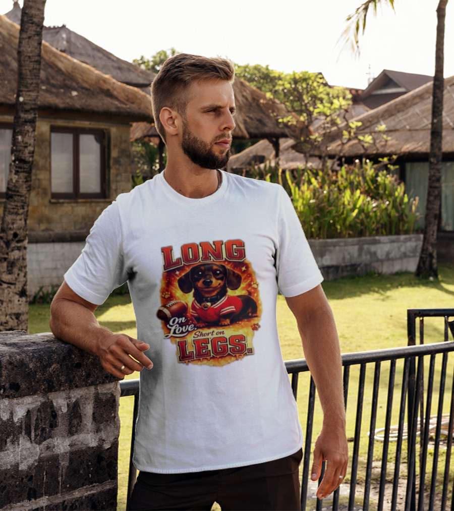 Dachshund Long On Love Short On Legs Football T-Shirt