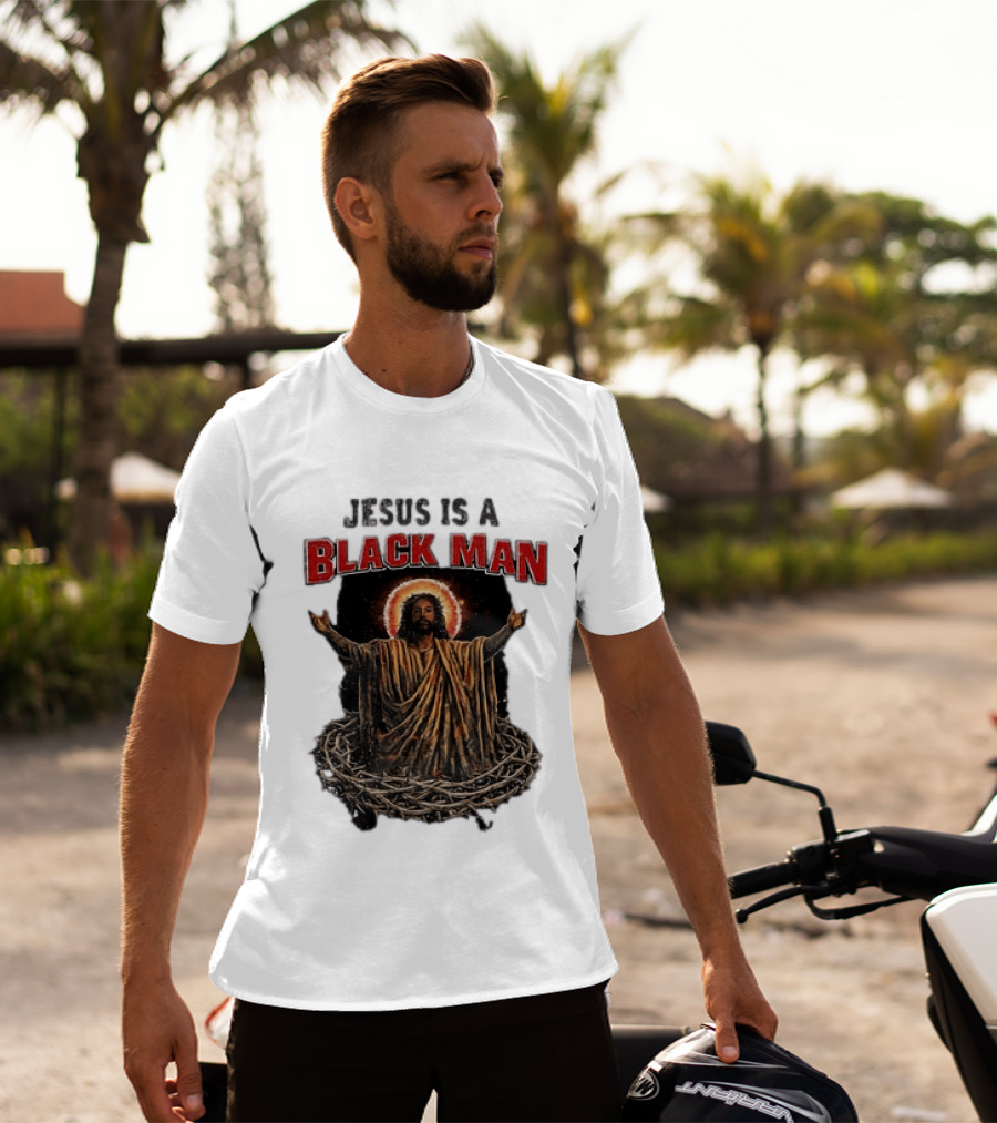 Jesus Is A Black Man With Thorns And Radiant Halo T-Shirt