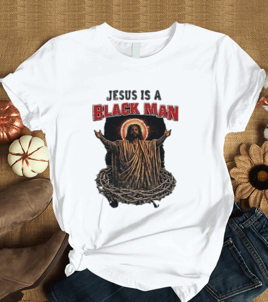 Jesus Is A Black Man With Thorns And Radiant Halo T-Shirt