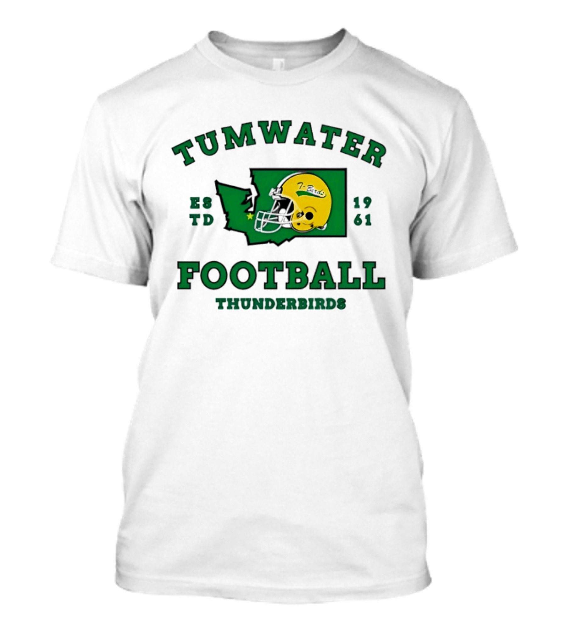 Tumwater Football Thunderbirds 1961 Estd Helmet And Washington State T-Shirt