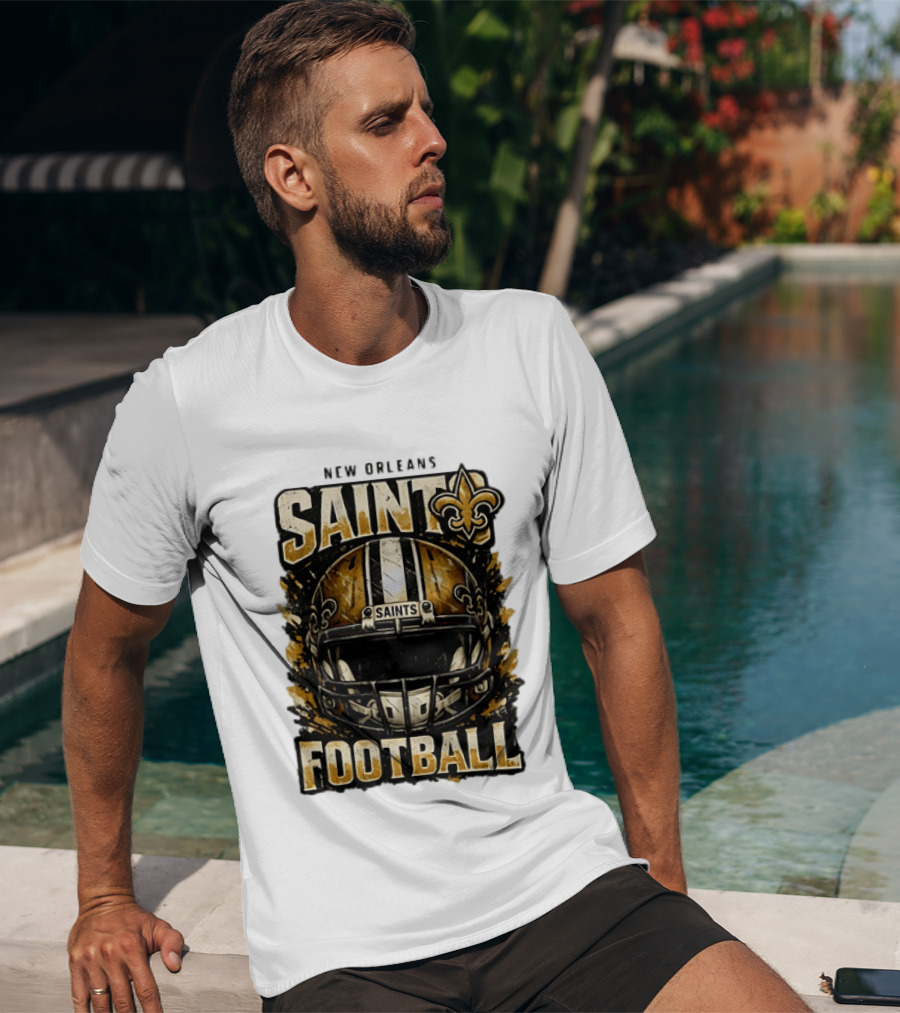 New Orleans Saints Football Helmet Distressed Fleur De Lis T-Shirt