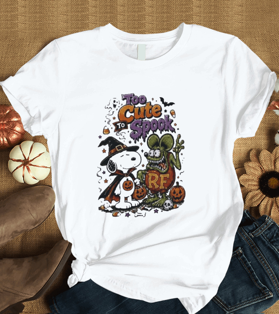 Too Cute To Spook Peanuts Snoopy X Rat Fink Halloween T-Shirt