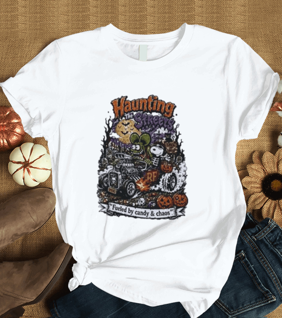 Peanuts Snoopy X Rat Fink Haunting The Streets Fueled By Candy & Chaos Halloween T-Shirt