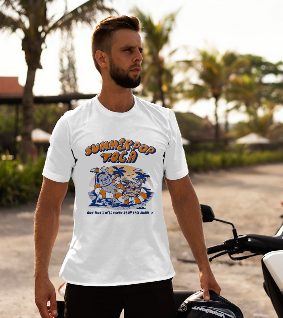Summer Pop TOCA French Bulldog And Cat Endless Summer Music Vibes T-Shirt