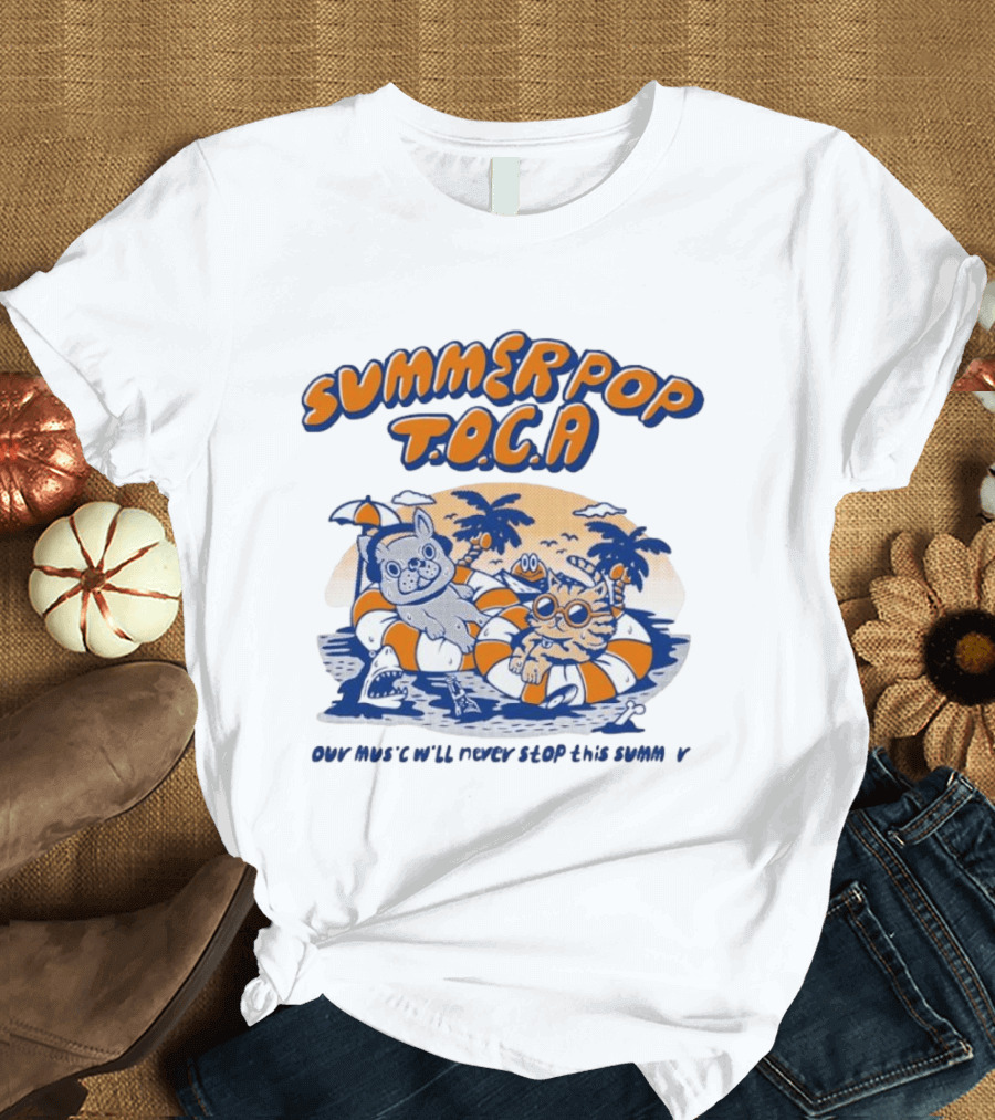 Summer Pop TOCA French Bulldog And Cat Endless Summer Music Vibes T-Shirt