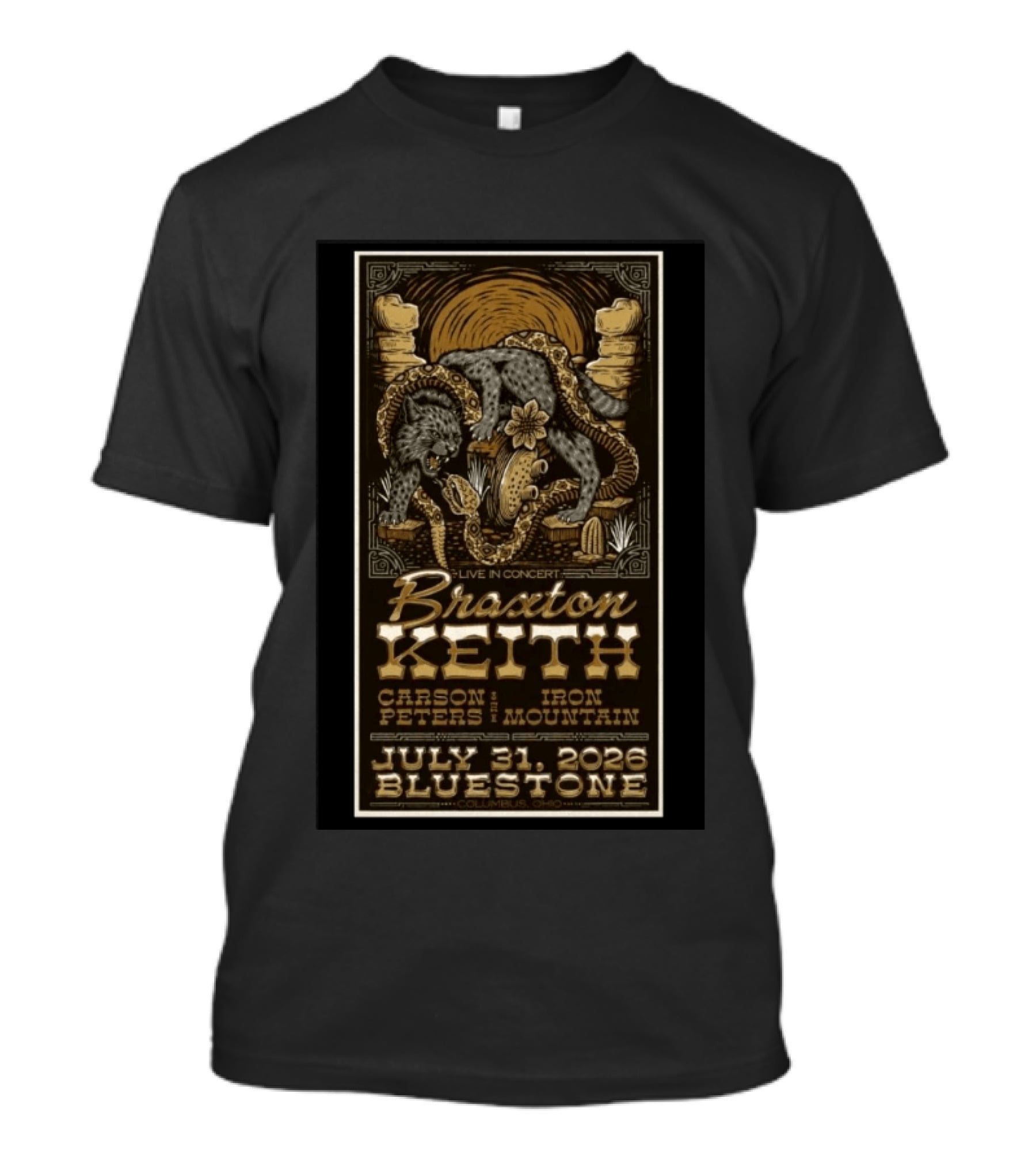 Live Concert Braxton Keith July 31 2026 Bluestone Columbus OH Carson Peters Iron Mountain T-Shirt