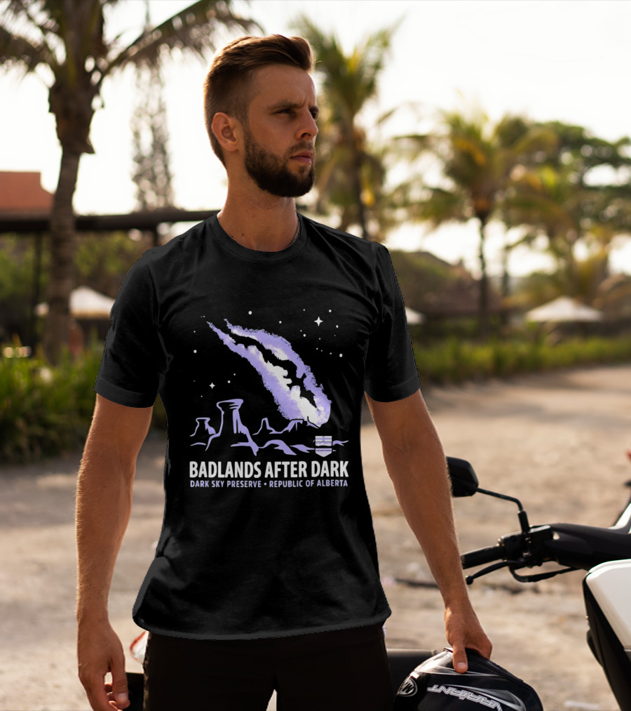 Badlands After Dark Dark Sky Preserve Republic Of Alberta Visionary Celestial Landscape T-Shirt