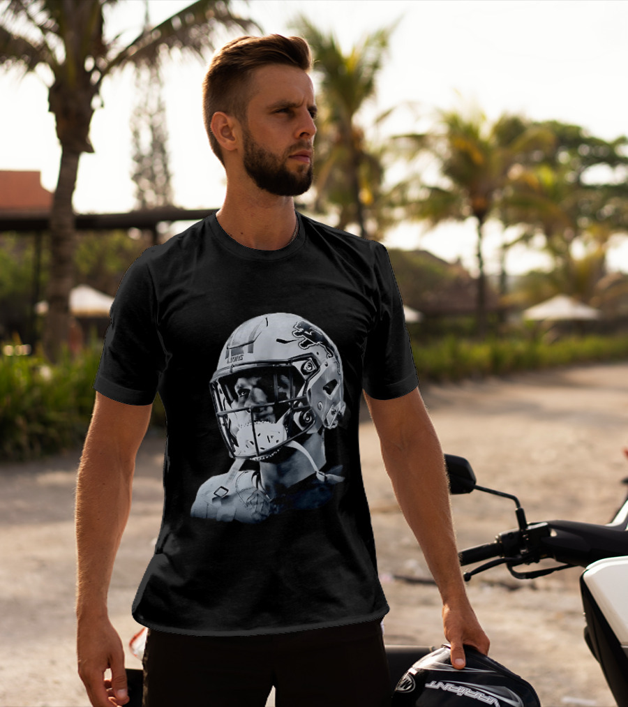 Detroit Lions Aidan Hutchinson Charcoal House Helmet Artistry T-Shirt