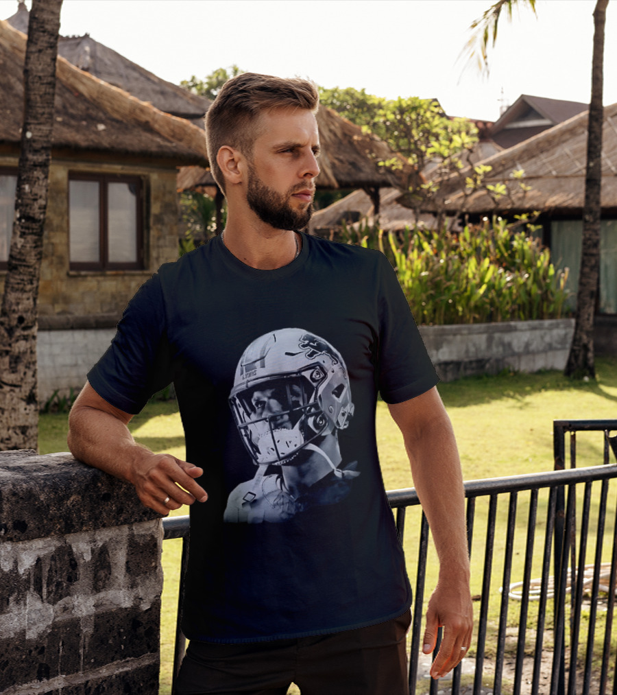 Detroit Lions Aidan Hutchinson Charcoal House Helmet Artistry T-Shirt