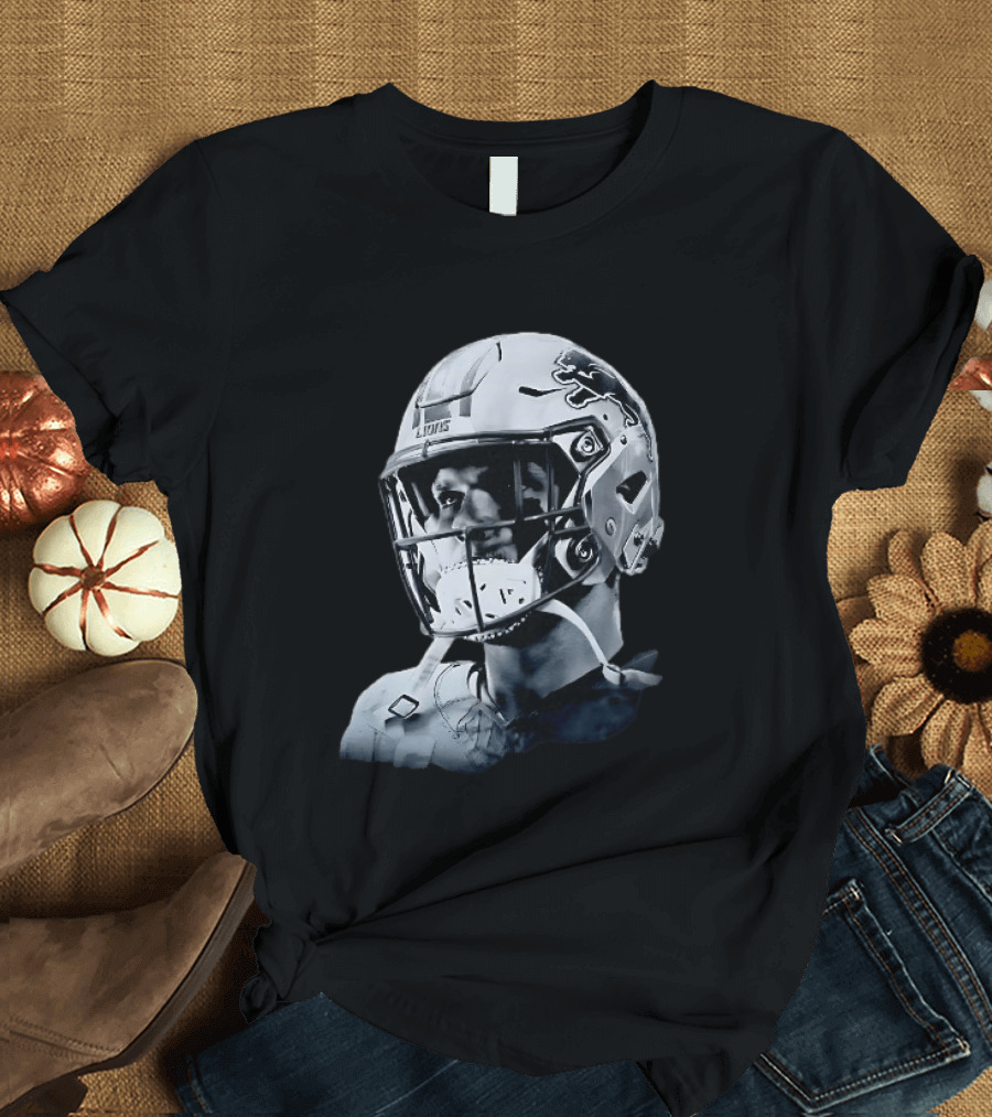 Detroit Lions Aidan Hutchinson Charcoal House Helmet Artistry T-Shirt