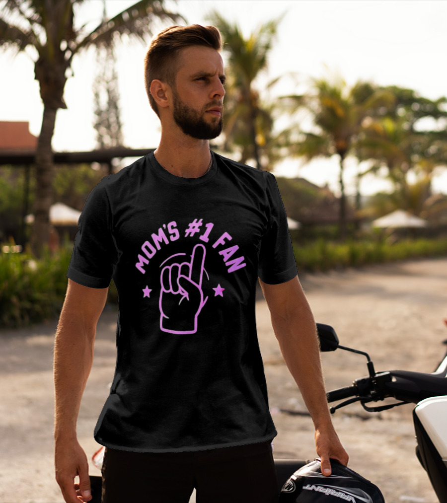 Mom's #1 Fan Hand Gesture Pink T-Shirt