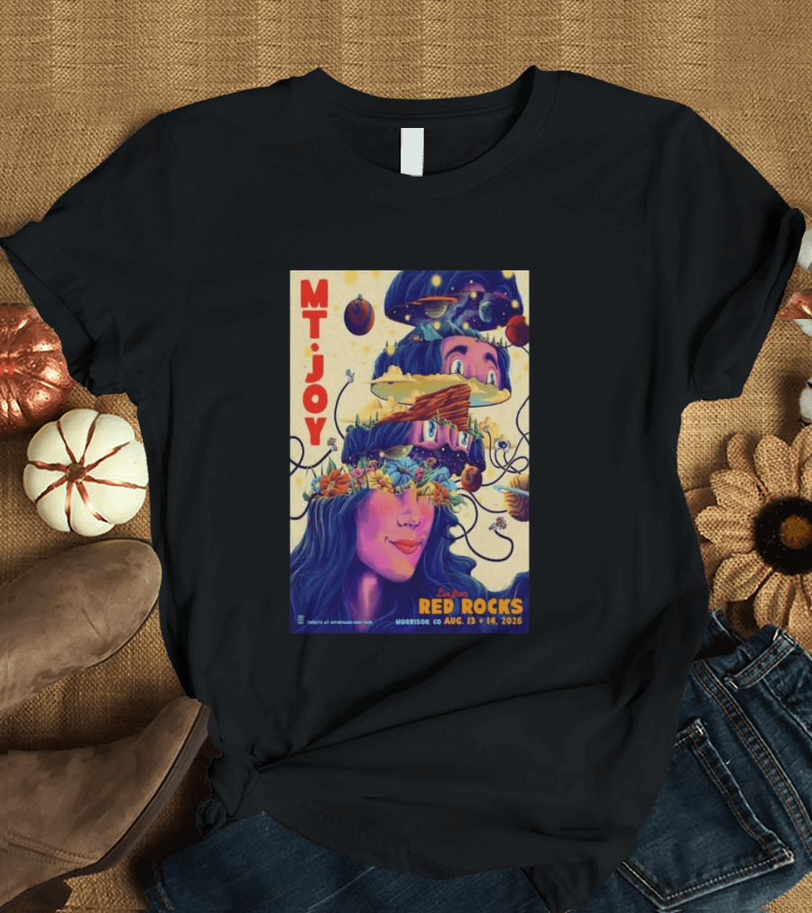 Mt. Joy Live Red Rocks Amphitheatre Morrison CO Aug 13 14 2026 Cosmic Landscape T-Shirt