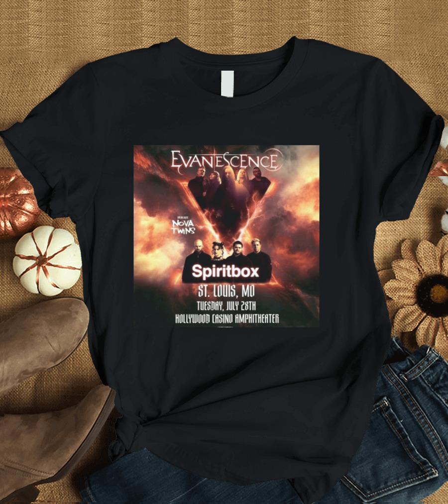 Evanescence Nova Twins Spiritbox Concert St. Louis MO July 28 Hollywood Casino Amphitheater T-Shirt
