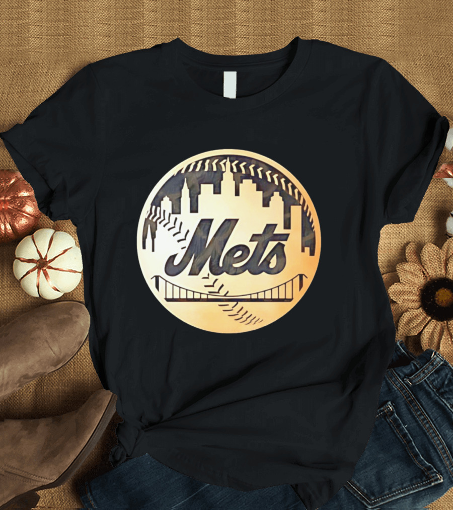 New York Mets Baseball Skyline Bridge MLB T-Shirt