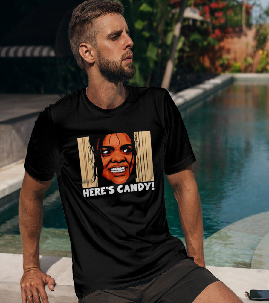 Here's Candy Horror Movie Halloween Face Breaking Through Wood T-Shirt