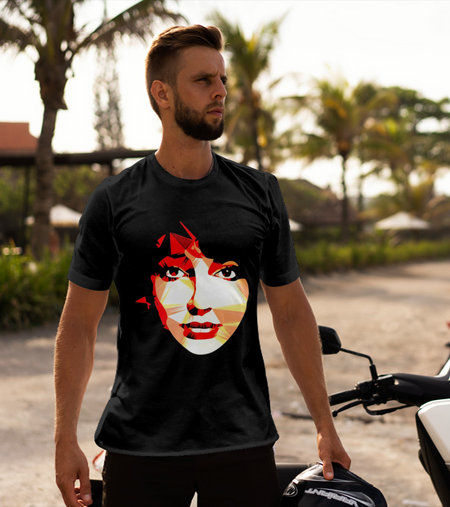 Kate Bush Geometric Pop Singer Red Orange Faceted T-Shirt