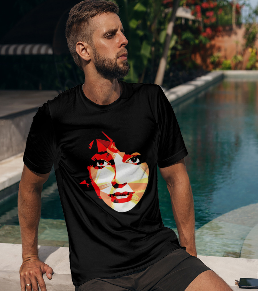 Kate Bush Geometric Pop Singer Red Orange Faceted T-Shirt