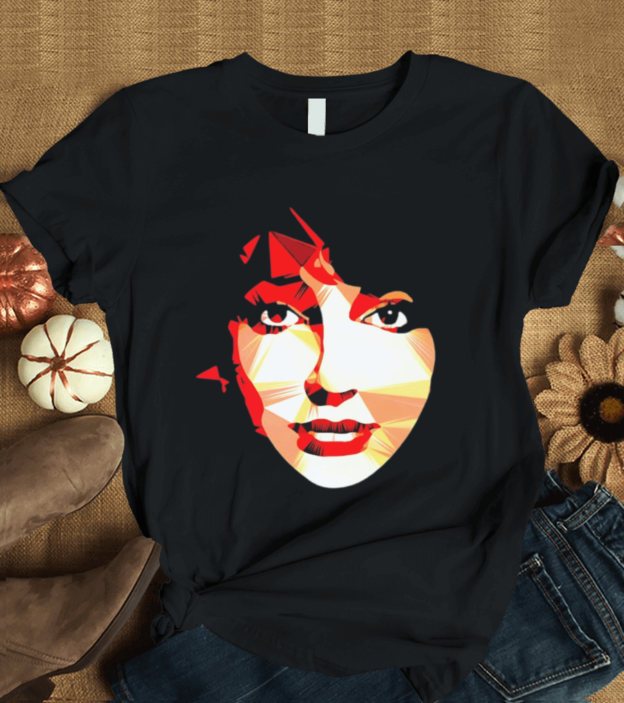 Kate Bush Geometric Pop Singer Red Orange Faceted T-Shirt