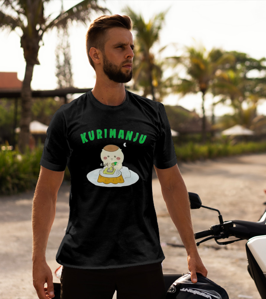 Kurimanju Chiikawa Eating At Night On Tree Stump T-Shirt