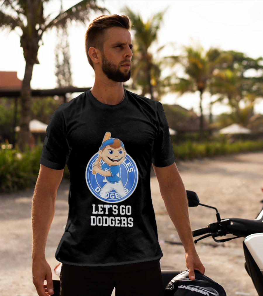 Los Angeles Dodgers Let's Go Dodgers Cartoon Character Baseball Bat T-Shirt