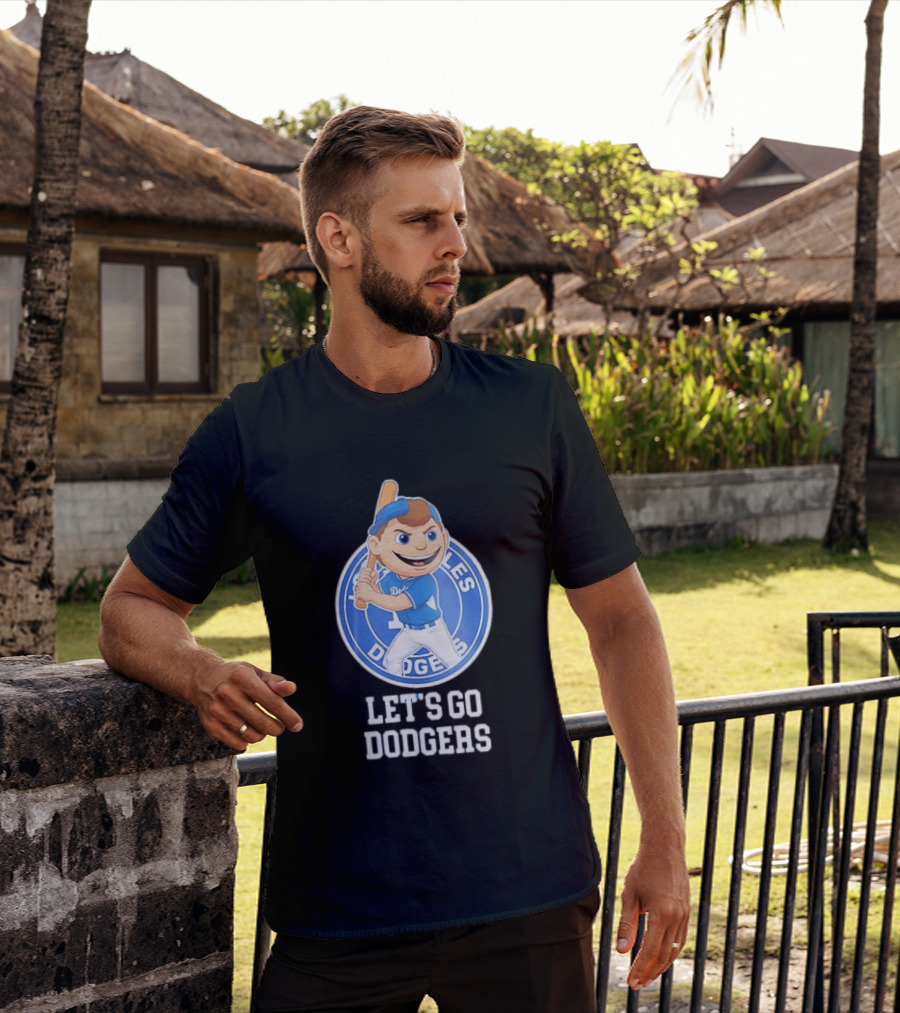 Los Angeles Dodgers Let's Go Dodgers Cartoon Character Baseball Bat T-Shirt