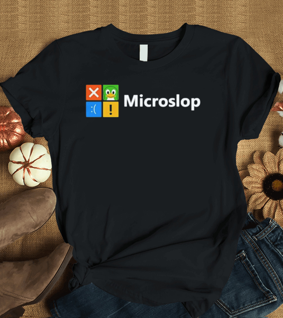 Microslop Linux Penguin Error Icon Blocks T-Shirt