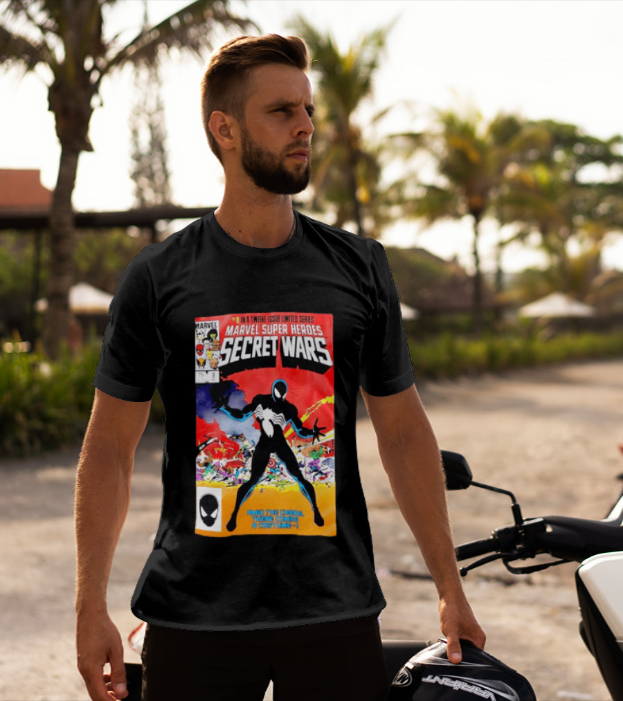 Marvel Super Heroes Secret Wars Issue 8 Spider Man Black Suit Comic Cover T-Shirt