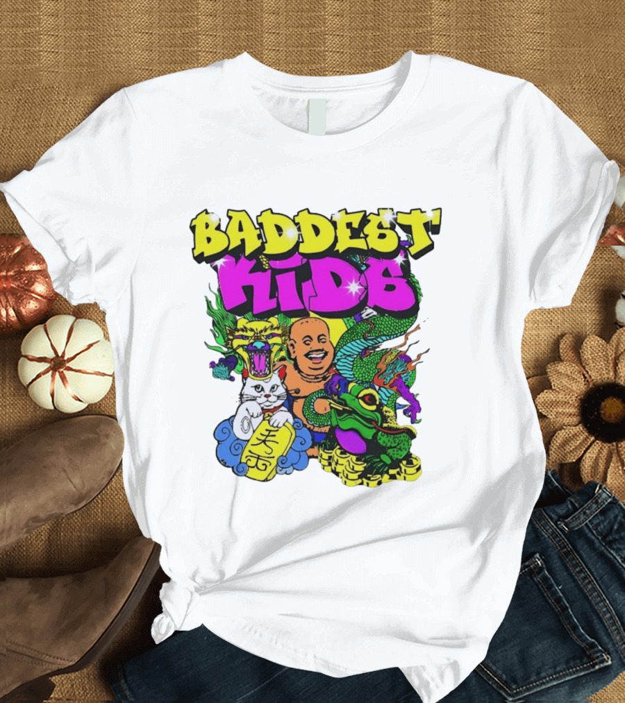 Baddest Kids Buddha Dragon Cat Frog T-Shirt
