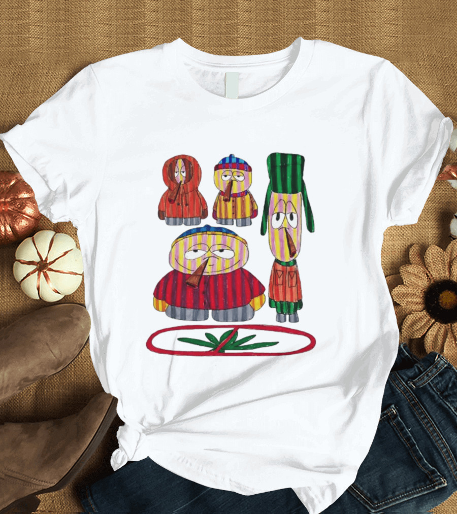Cartman Stan Kyle Kenny South Park Characters Smoking No Weed Prohibition T-Shirt