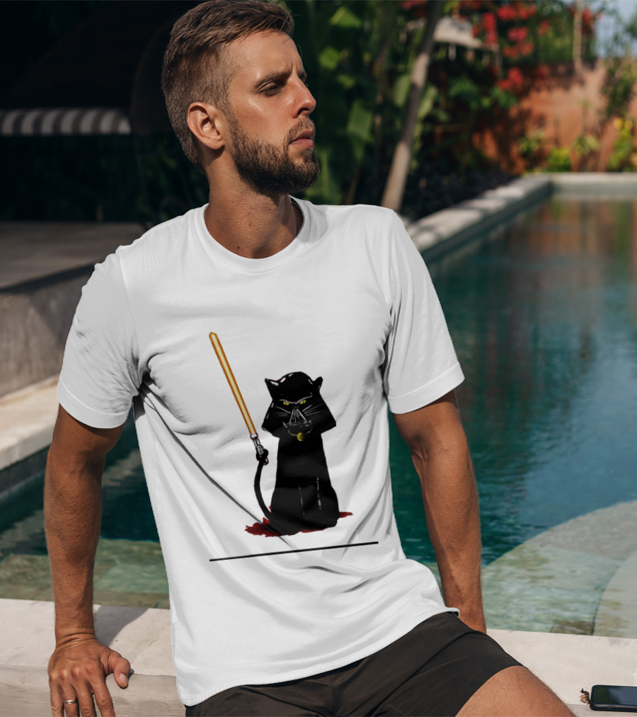 Darth Vader Cat Lightsaber Star Wars T-Shirt