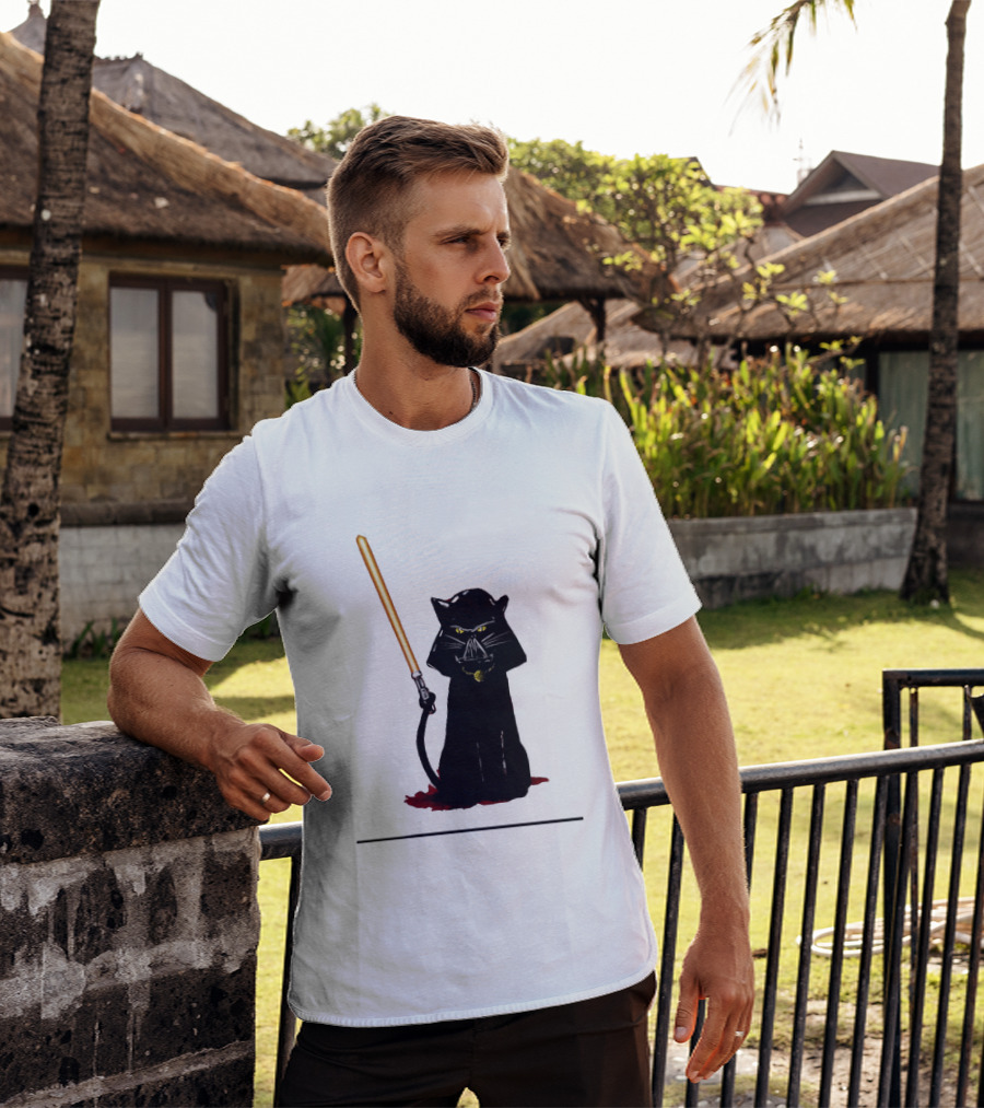 Darth Vader Cat Lightsaber Star Wars T-Shirt