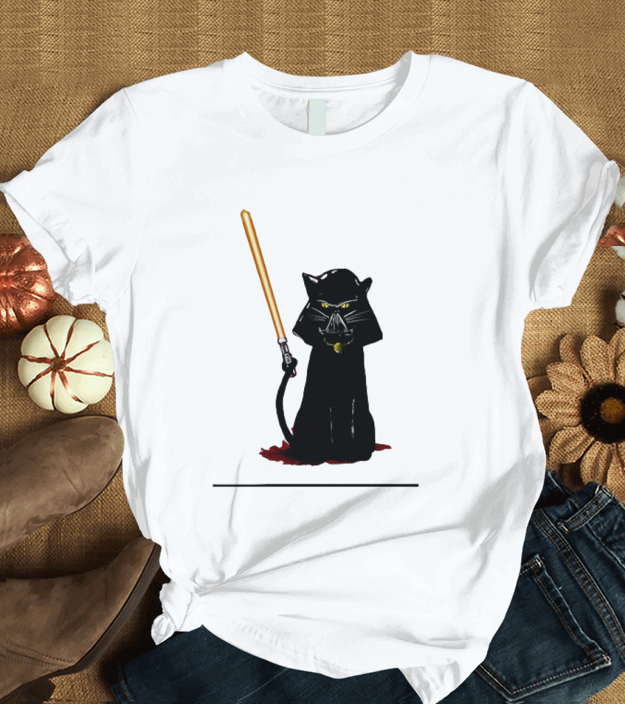 Darth Vader Cat Lightsaber Star Wars T-Shirt