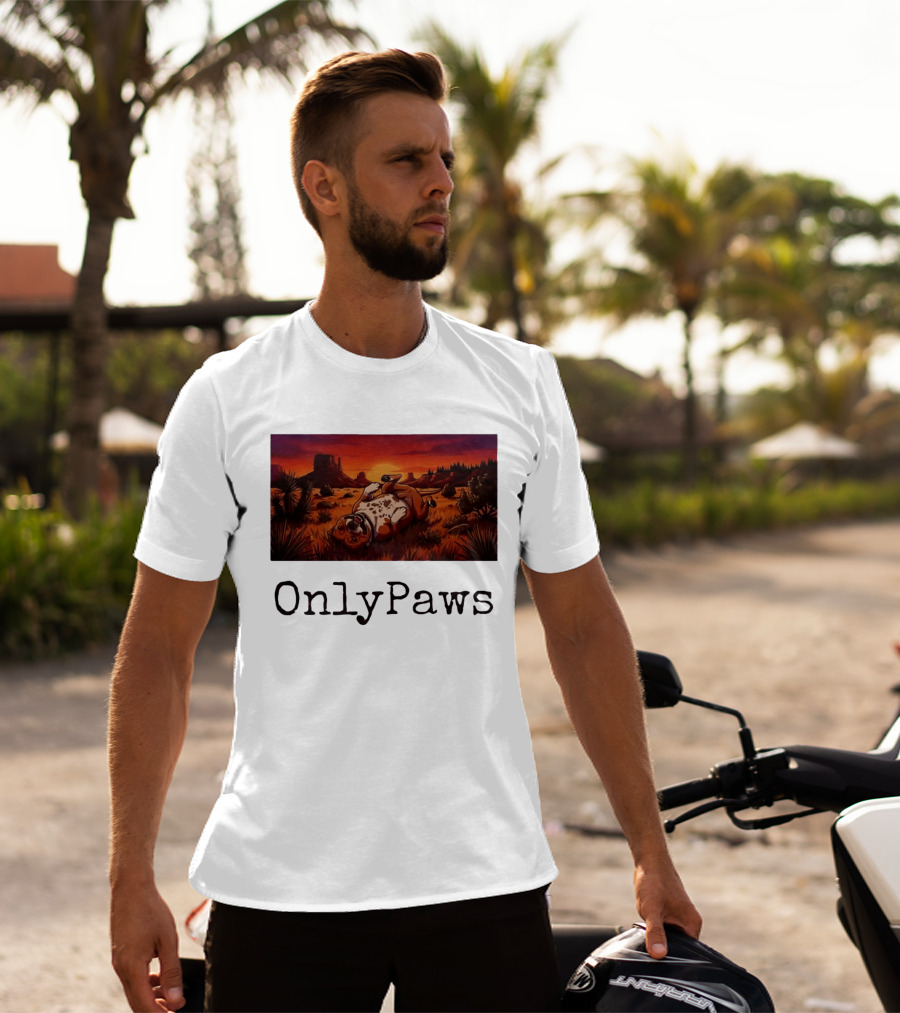 Desert Sunset Playful Pit Bull OnlyPaws Scenic Wonderland T-Shirt
