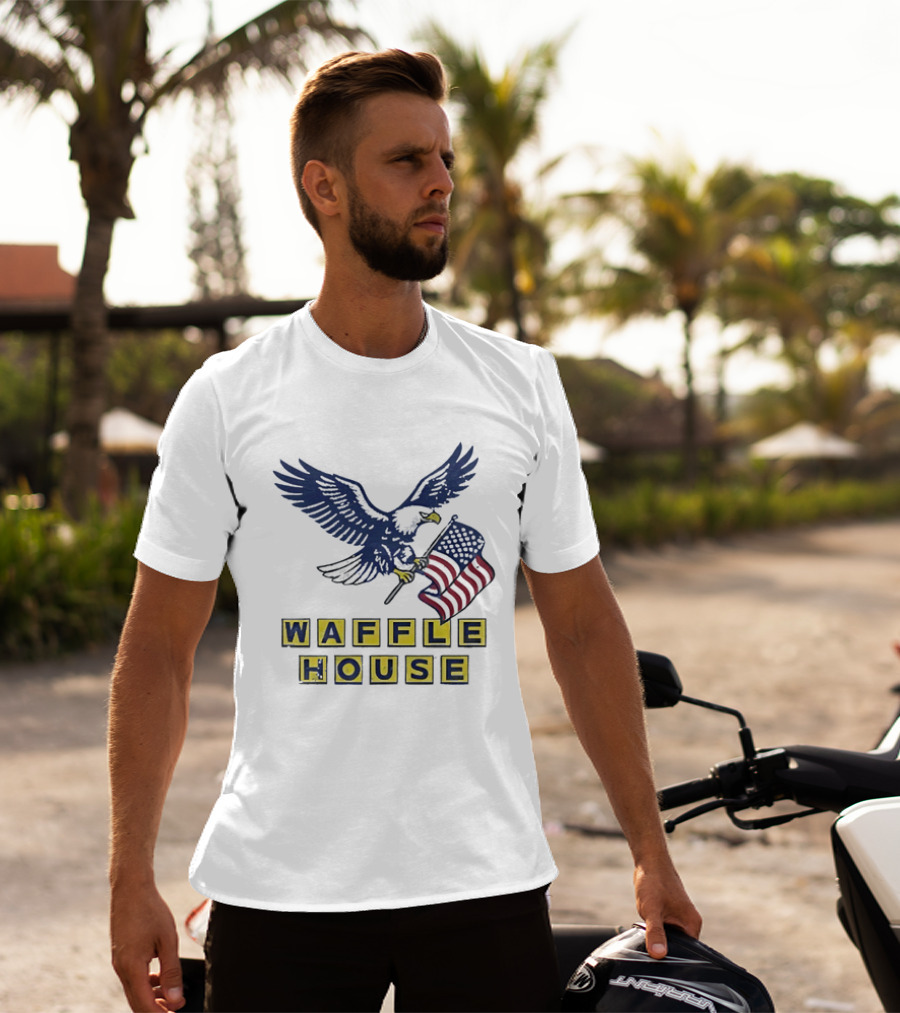Waffle House Eagle Holding American Flag T-Shirt