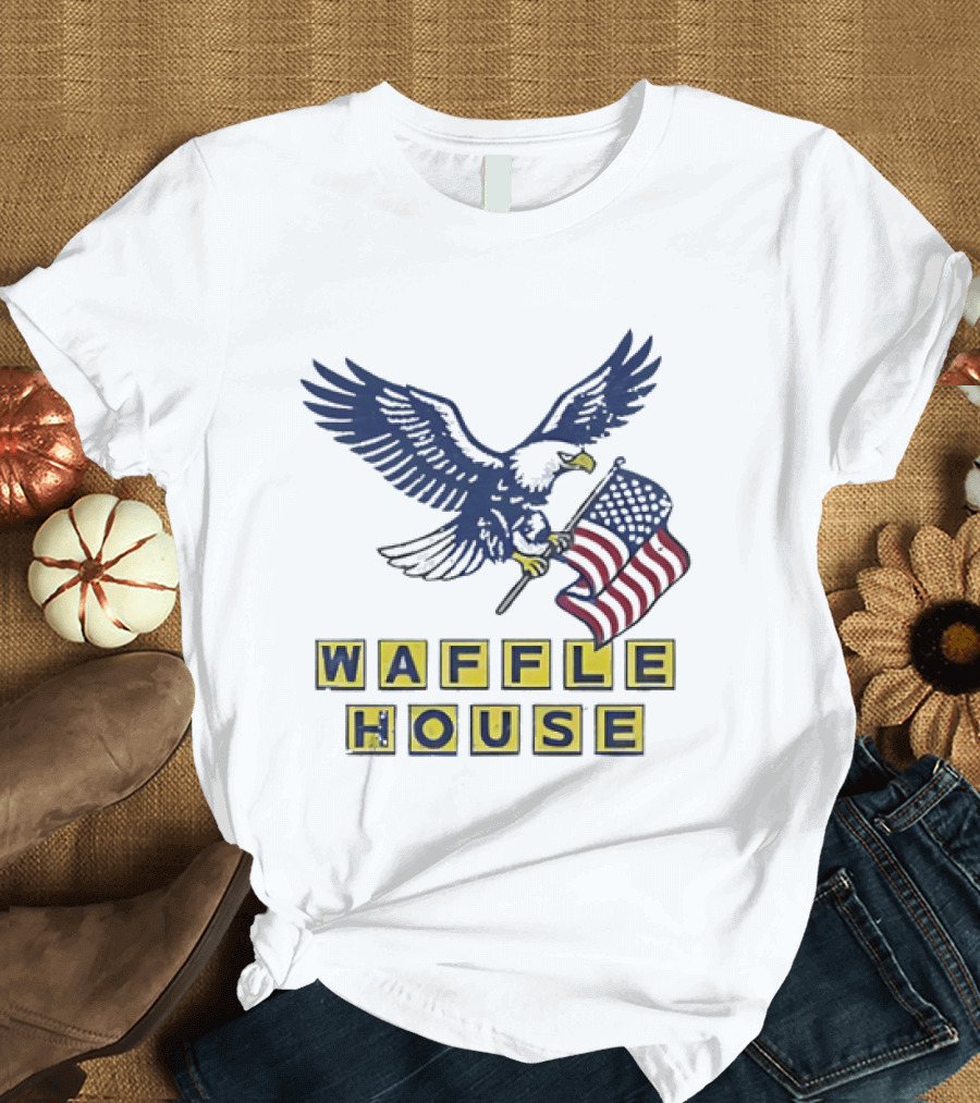 Waffle House Eagle Holding American Flag T-Shirt