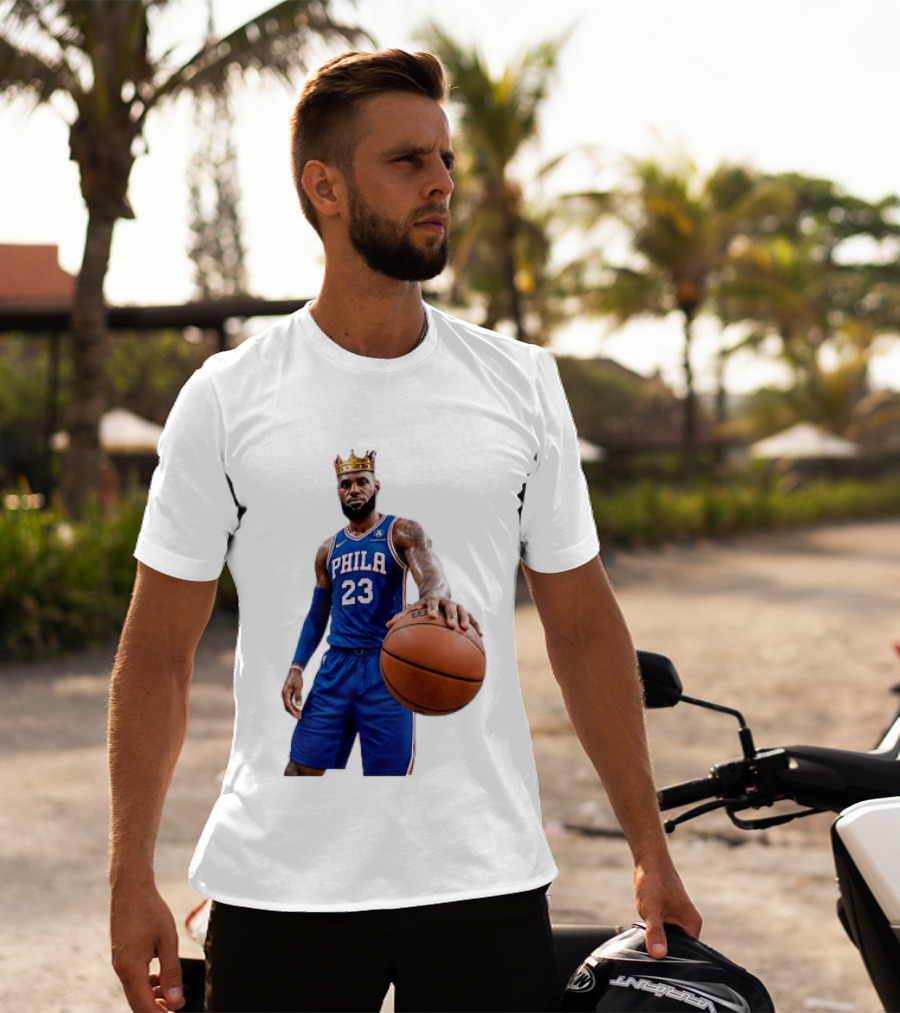 LeBron James King Crown Dribbling Philadelphia 76ers Basketball Player 23 Phila T-Shirt