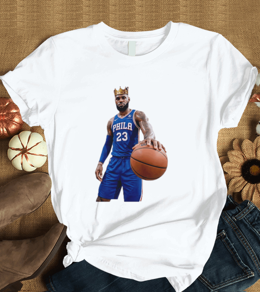 LeBron James King Crown Dribbling Philadelphia 76ers Basketball Player 23 Phila T-Shirt