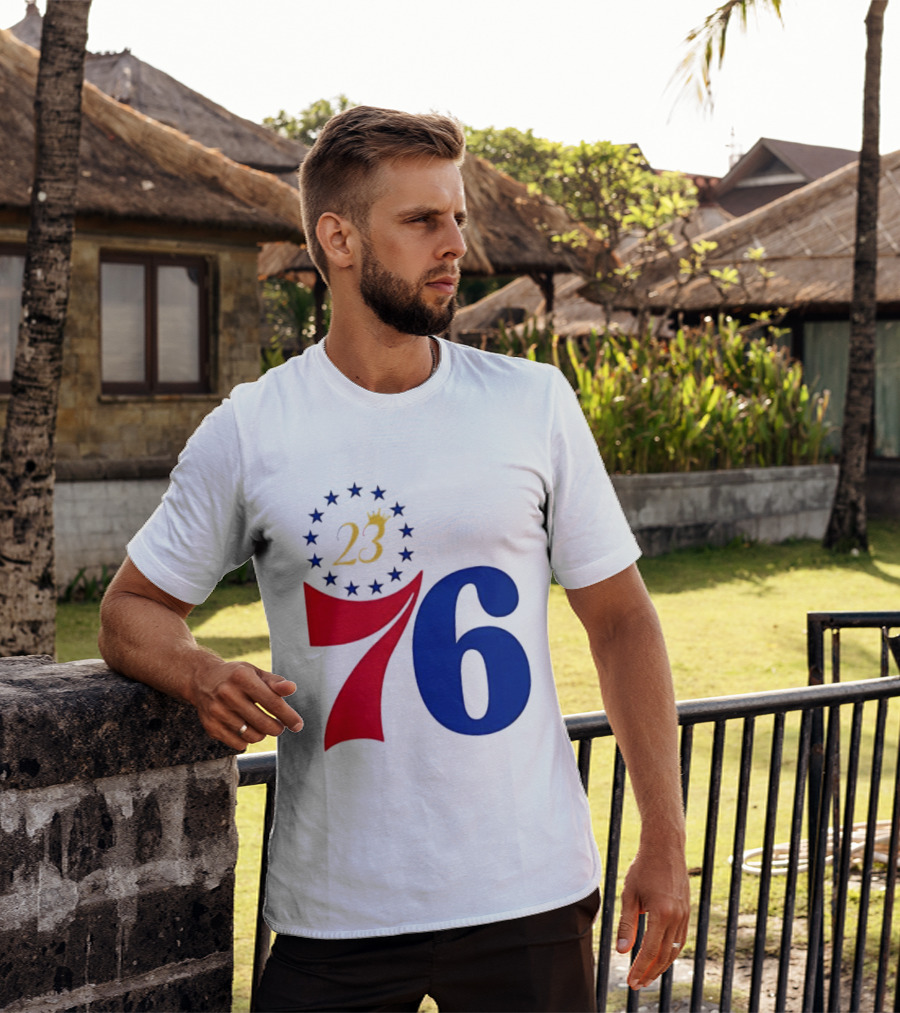 LeBron James 23 Philadelphia 76ers Inspired Number Stars T-Shirt