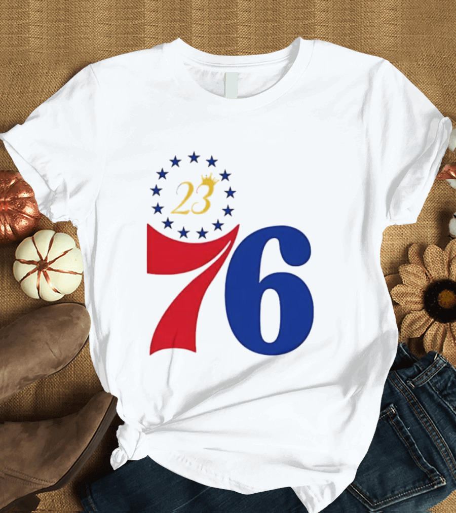LeBron James 23 Philadelphia 76ers Inspired Number Stars T-Shirt