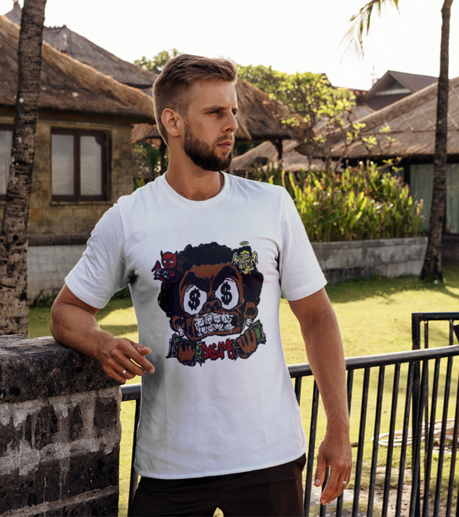 Dreams Money Cartoon Streetwear Dollar Eye Angel Devil T-Shirt