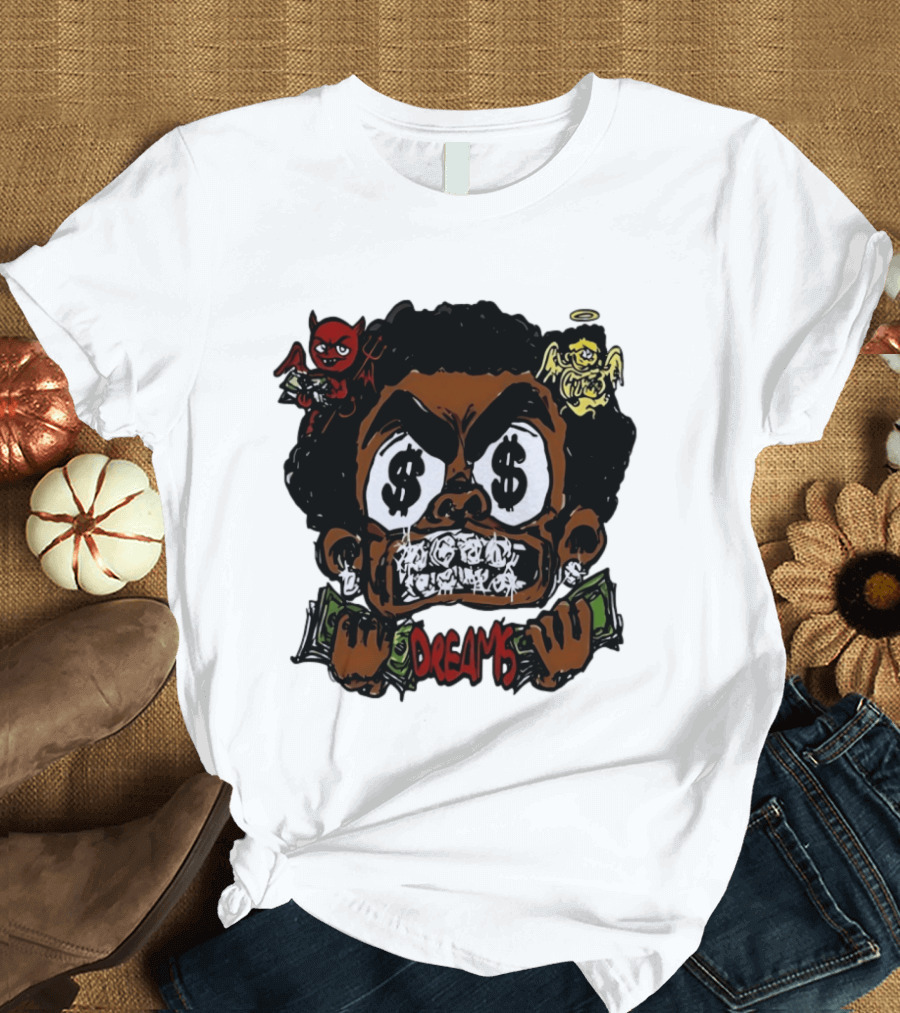 Dreams Money Cartoon Streetwear Dollar Eye Angel Devil T-Shirt