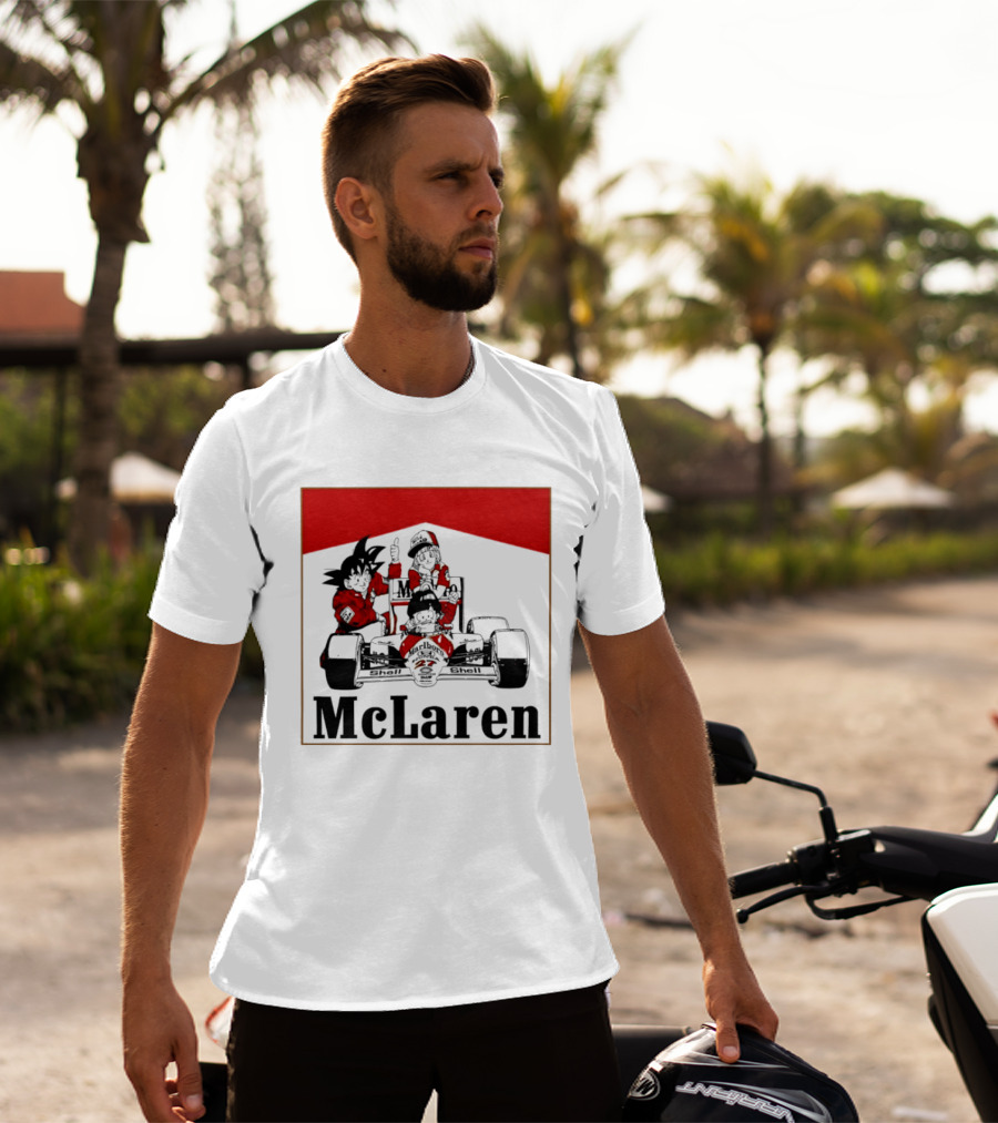 Goku Bulma Senbei McLaren Honda Marlboro Shell 27 Anime Racing Team Formula 1 T-Shirt