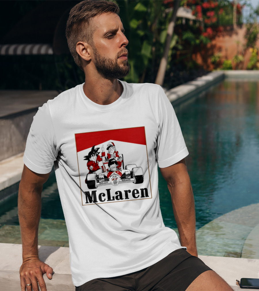 Goku Bulma Senbei McLaren Honda Marlboro Shell 27 Anime Racing Team Formula 1 T-Shirt
