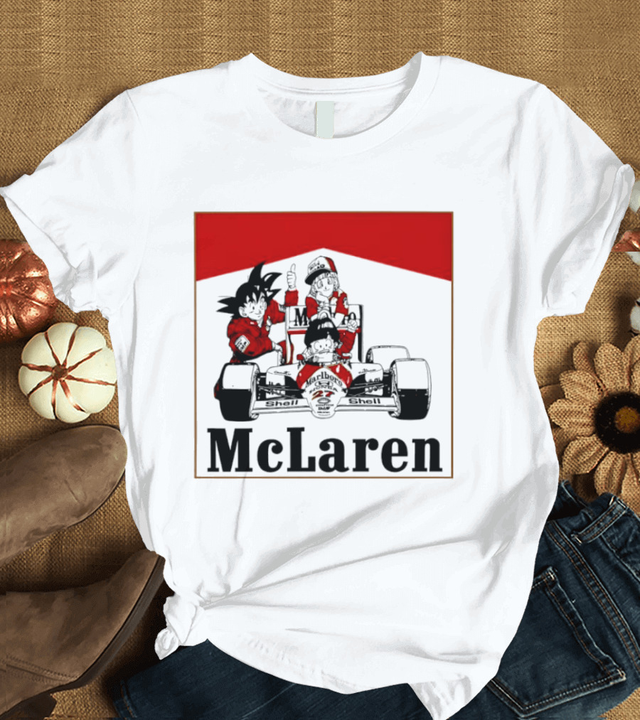 Goku Bulma Senbei McLaren Honda Marlboro Shell 27 Anime Racing Team Formula 1 T-Shirt