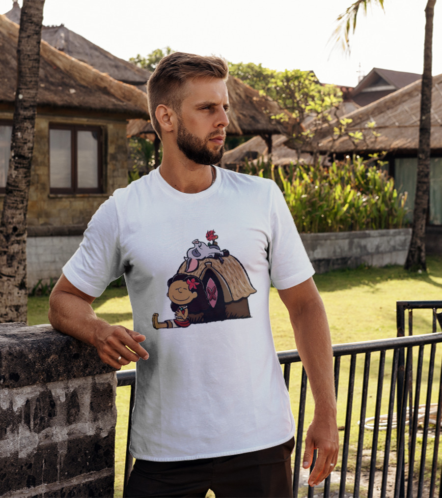Moana Pua Heihei Peanuts Doghouse Cartoon T-Shirt
